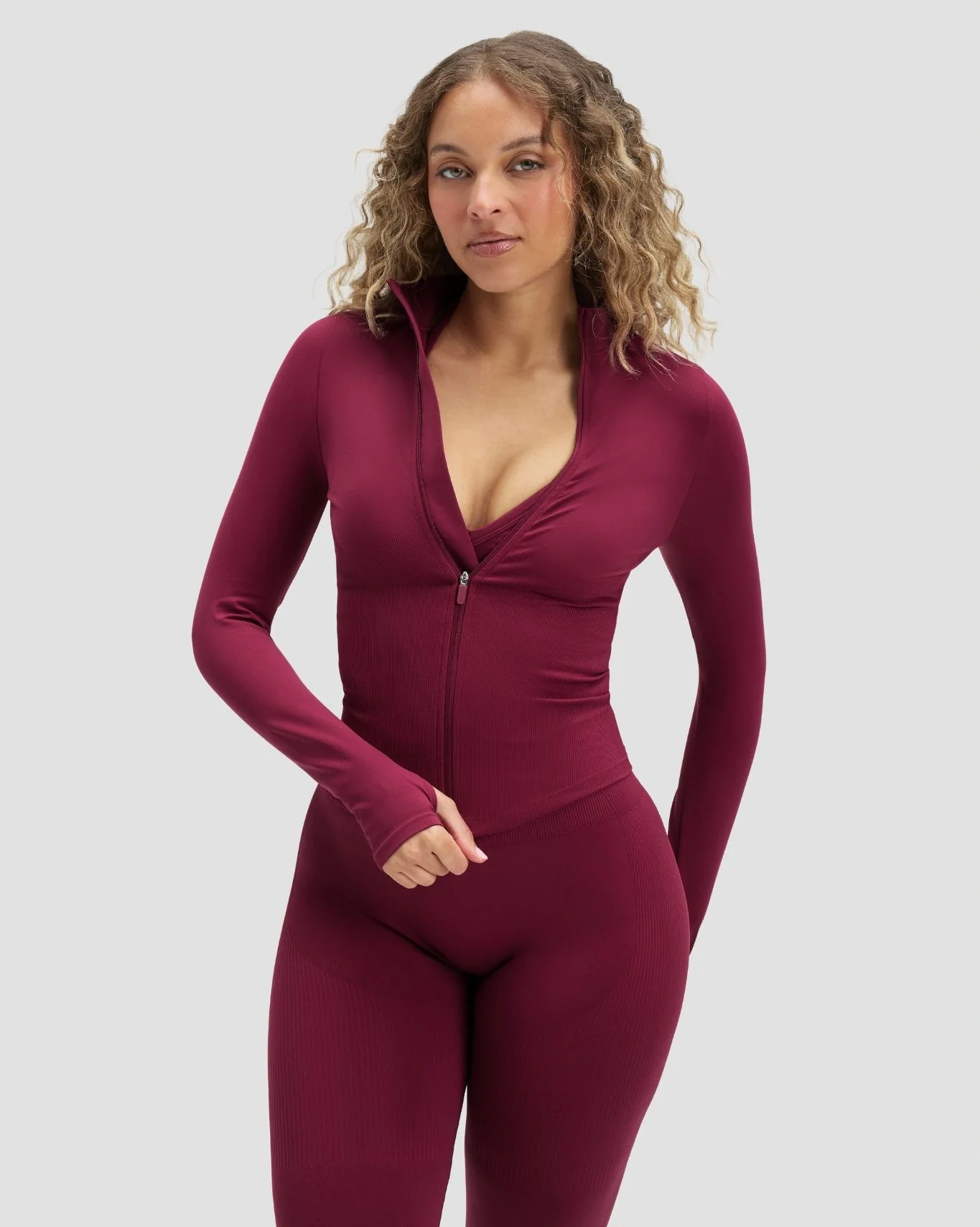 Elevate™ Compression Long Sleeve Jacket | Cherry Berry - Image 3