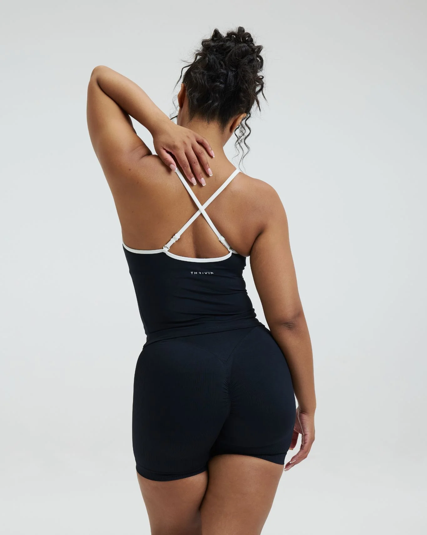 Elevate™ Outline Cross Back Tank Top | Night Black - Image 2