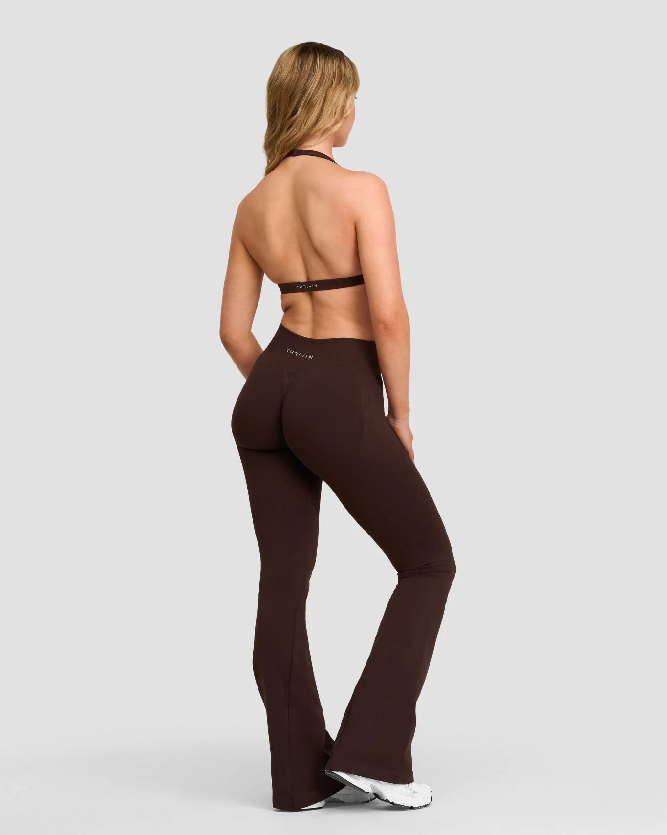 Elevate™ Sculpting Mid V-Waist Flare Leggings | Coffee - Image 4