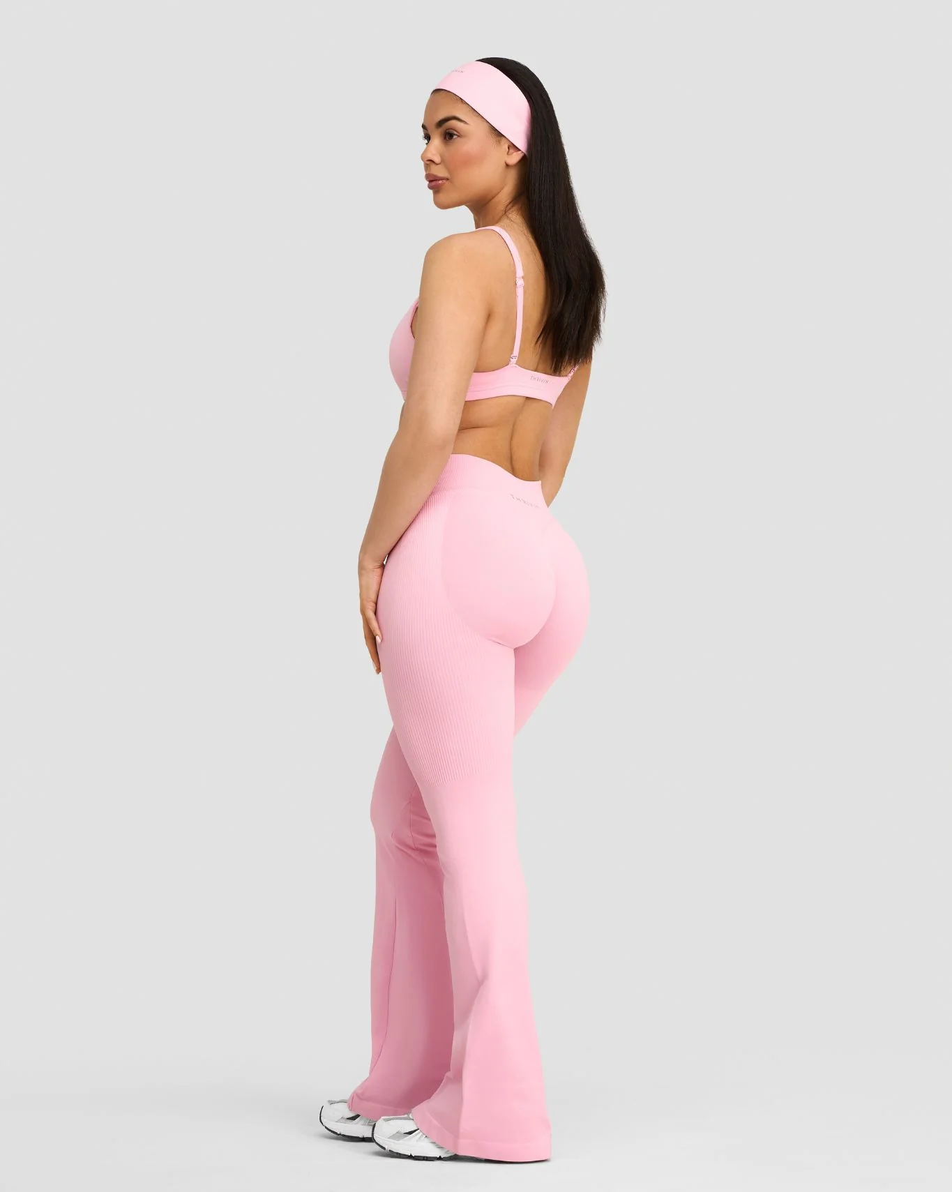 Elevate™ Sculpting Mid V-Waist Flare Leggings | Cotton Pink - Image 5