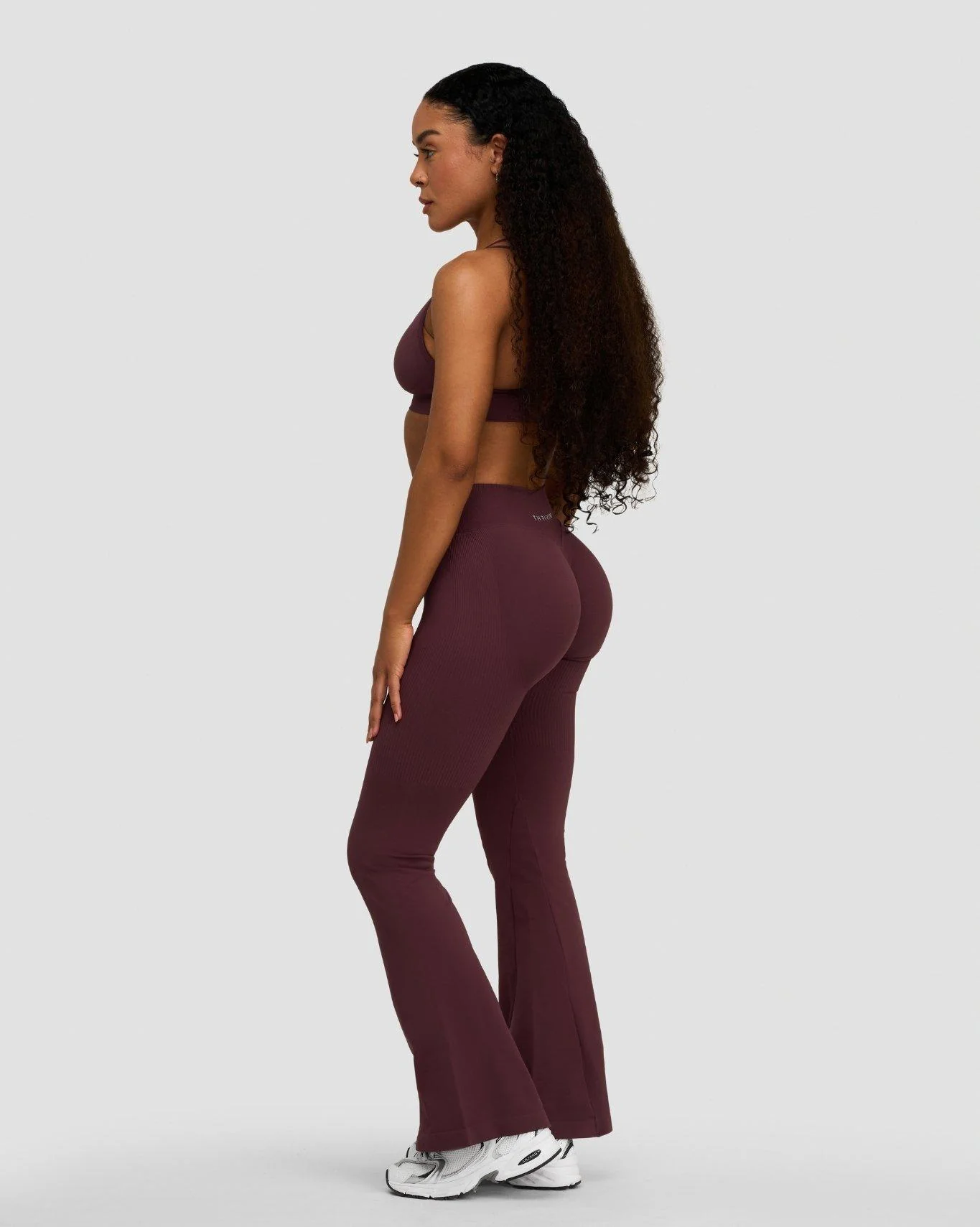Elevate™ Sculpting Mid V-Waist Flare Leggings | Dark Mauve - Image 4