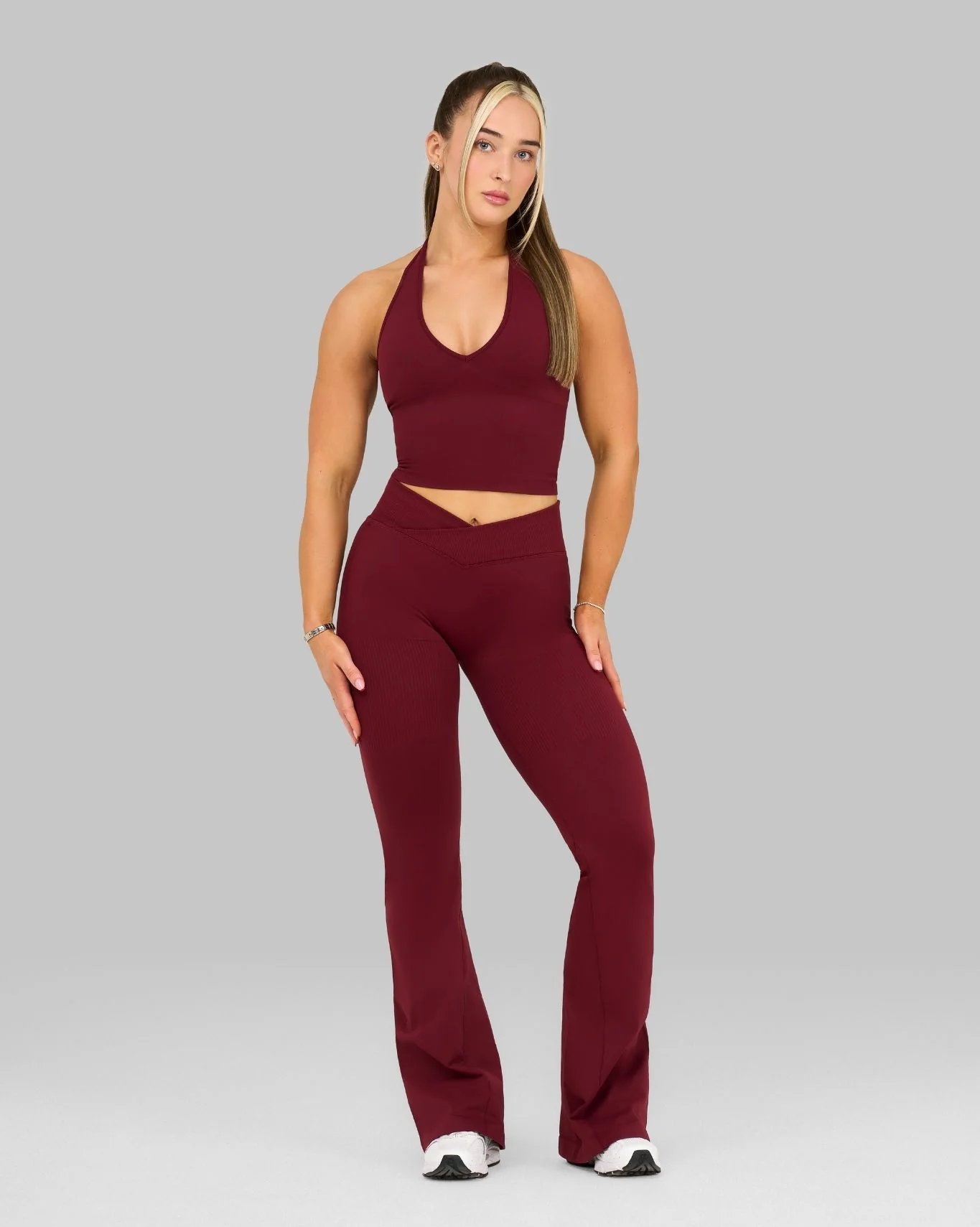 Elevate™ Sculpting Mid V-Waist Flare Leggings | Fine Wine - Image 3
