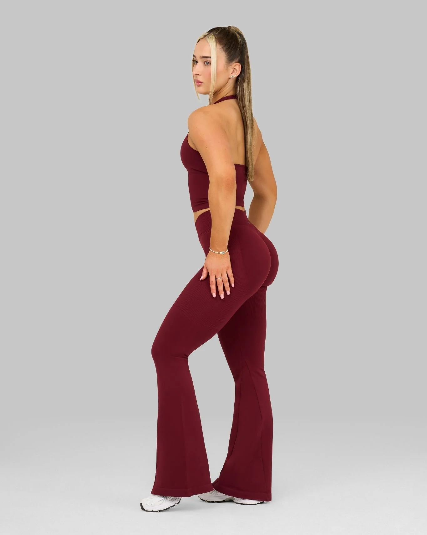 Elevate™ Sculpting Mid V-Waist Flare Leggings | Fine Wine - Image 5