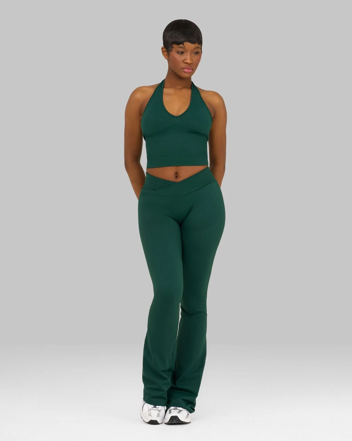 Elevate™ Sculpting Mid V-Waist Flare Leggings | Pine Green - Image 3
