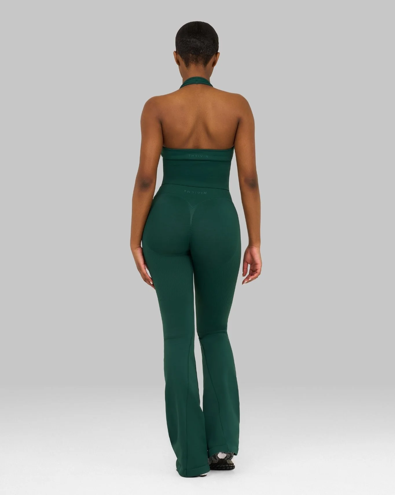 Elevate™ Sculpting Mid V-Waist Flare Leggings | Pine Green - Image 4