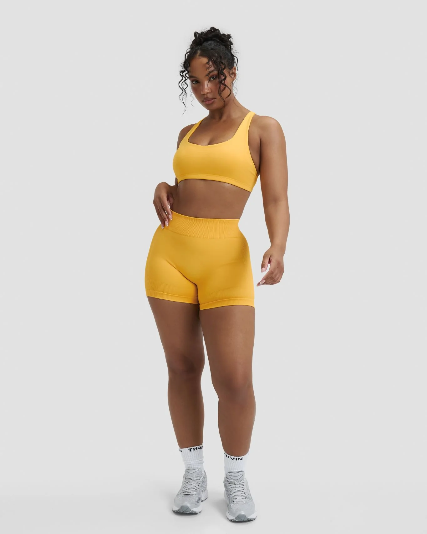 Elevate™ Sculpting Mid Waist Scrunch Shorter Shorts | Banana - Image 6
