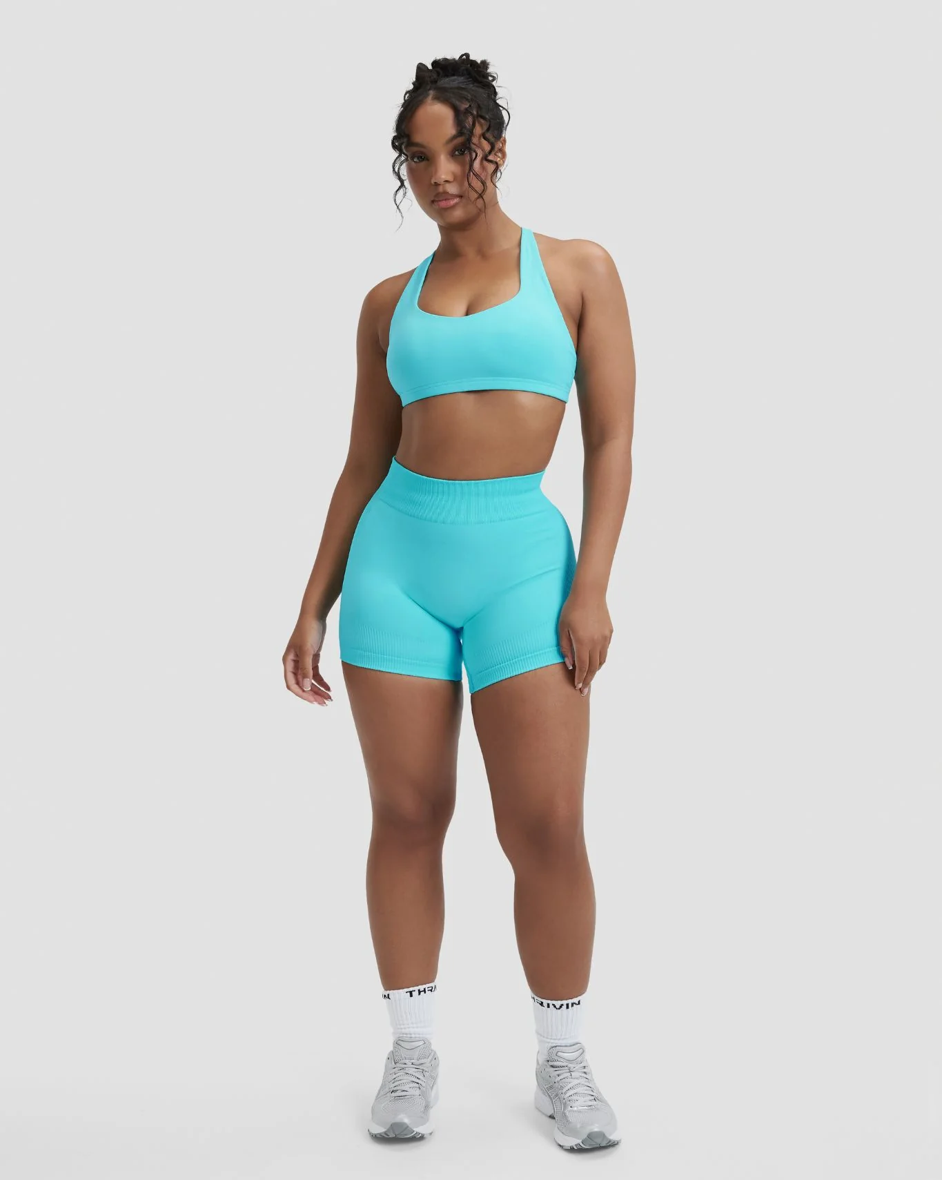 Elevate™ Sculpting Mid Waist Scrunch Shorter Shorts | Clear Tides - Image 6