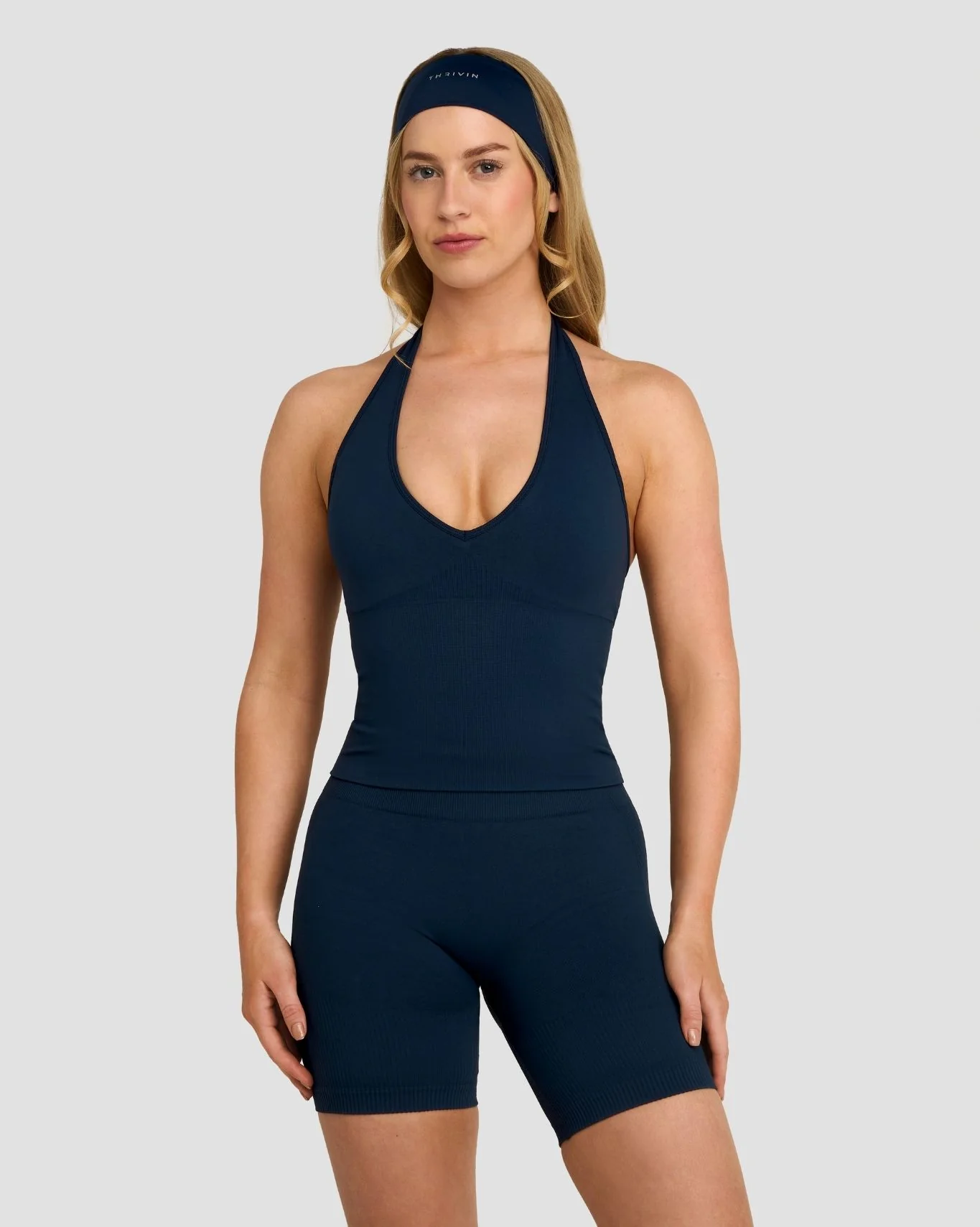 Elevate™ Sculpting Seamless Halterneck Top | Midnight Navy - Image 3