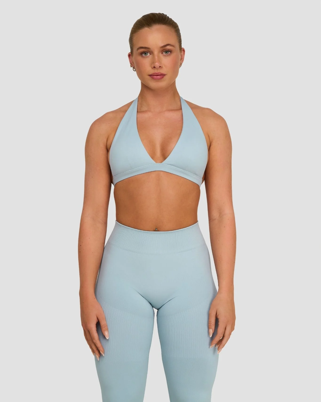 Elevate™ Sculpting Seamless V-Neck Halter Bra | Blue Haze - Image 5