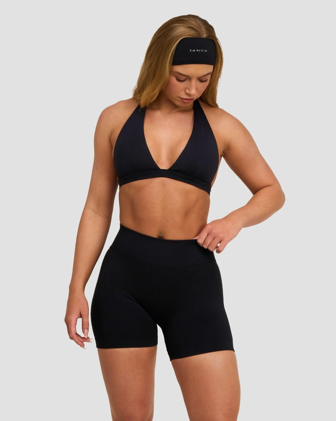Elevate™ Sculpting Seamless V-Neck Halter Bra | Night Black - Image 3