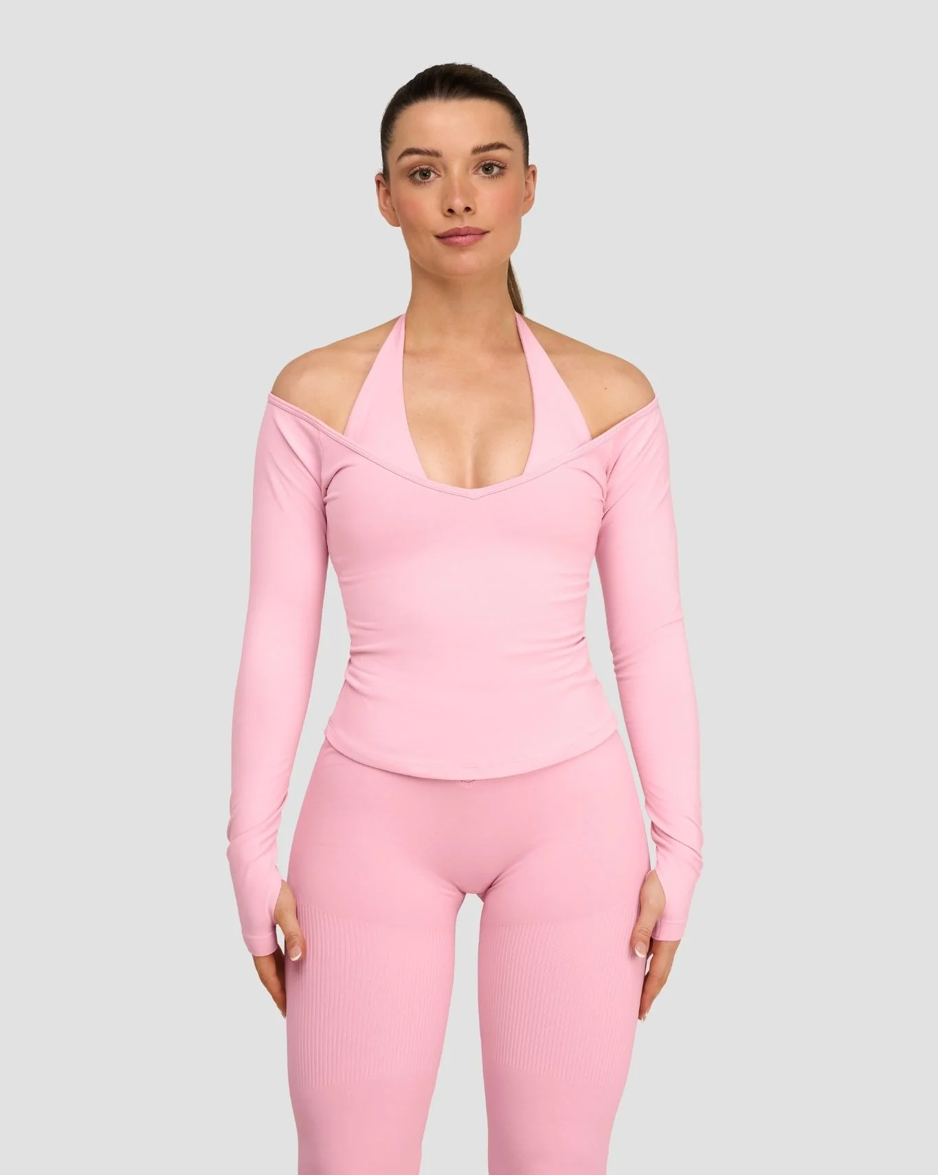 Elevate™ Sculpting Seamless V-Neck Top | Cotton Pink - Image 3