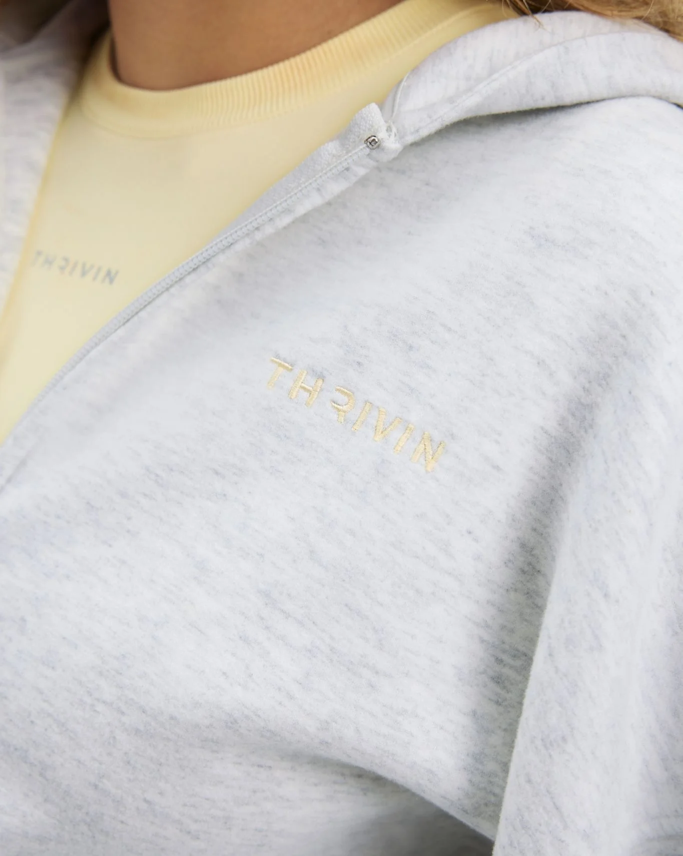 Essential Jersey Stripe Zip Up Jacket | Marl - Image 3