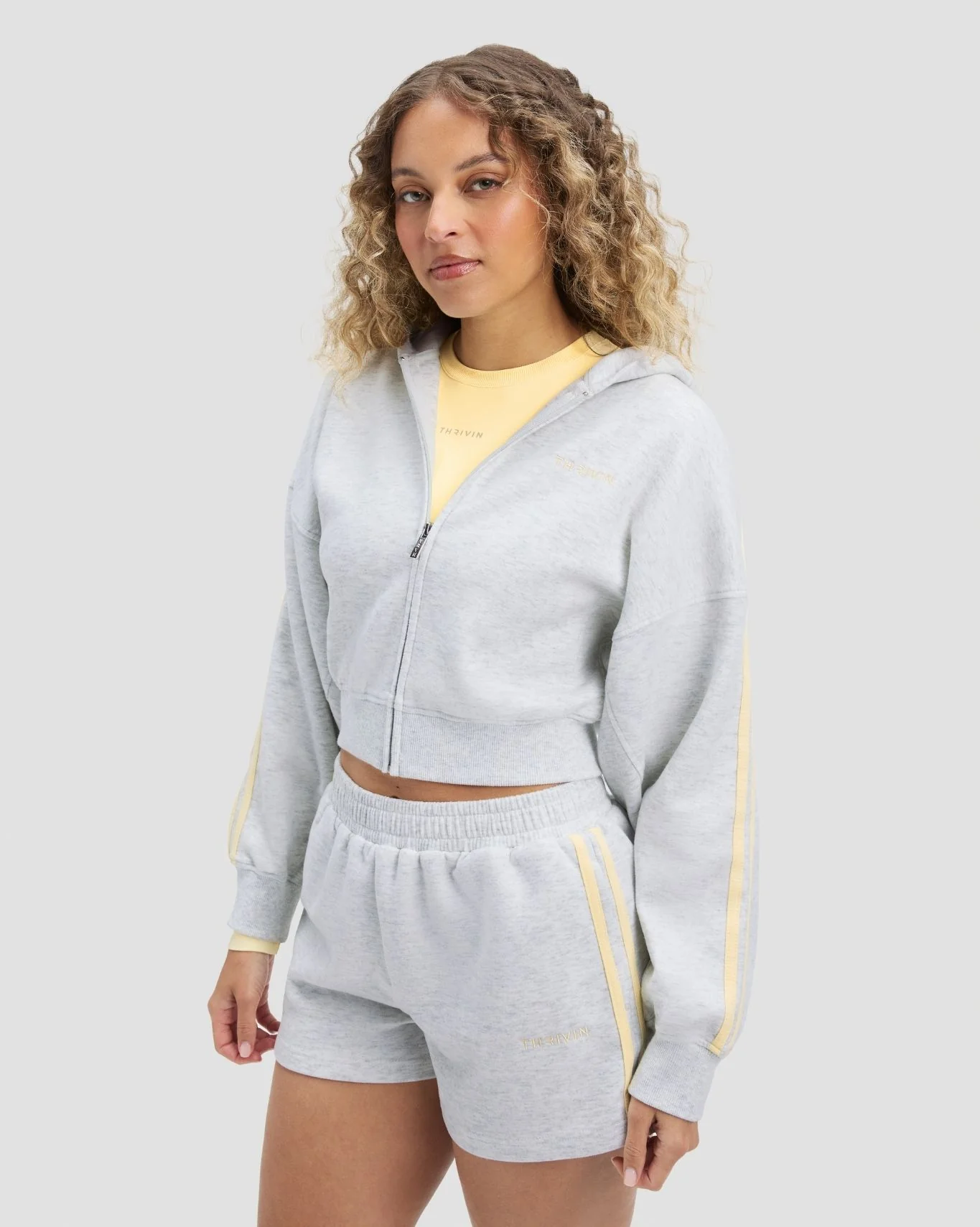 Essential Jersey Stripe Zip Up Jacket | Marl - Image 4