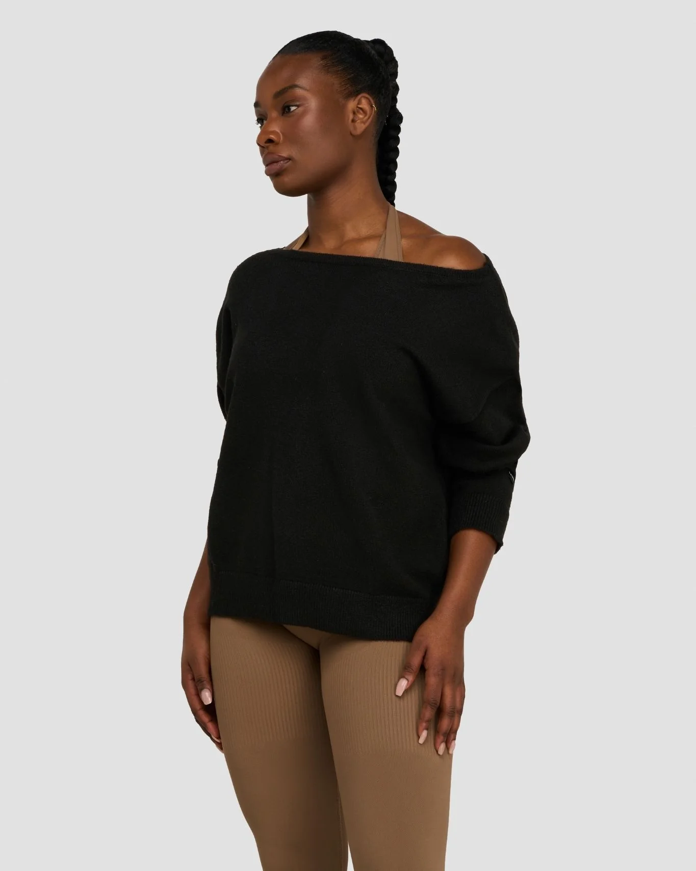 The Essential Collection Off The Shoulder Wool Blend Sweater | Night Black - Image 5
